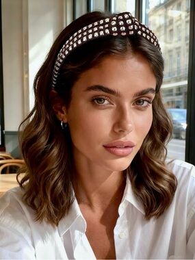 New! Embellished Knot Headband in Brown and Gold (NWT)